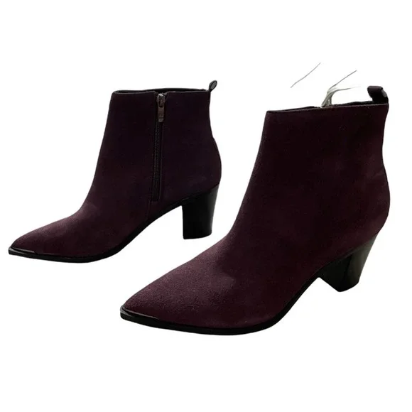 MARC FISHER Matter Pointed Toe Chelsea Western Bootie suede heeled boots sz 9.5M - Picture 2 of 4